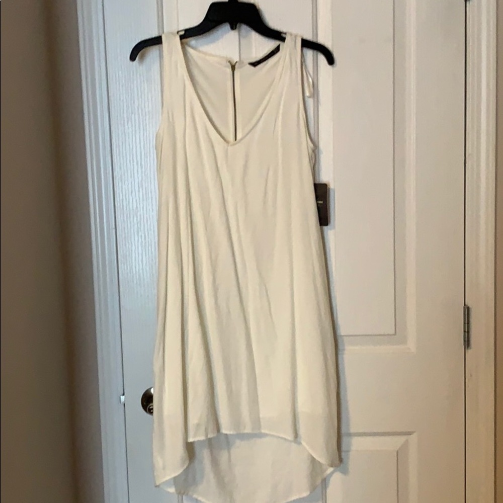 White Zara flowy hi low hem dress.